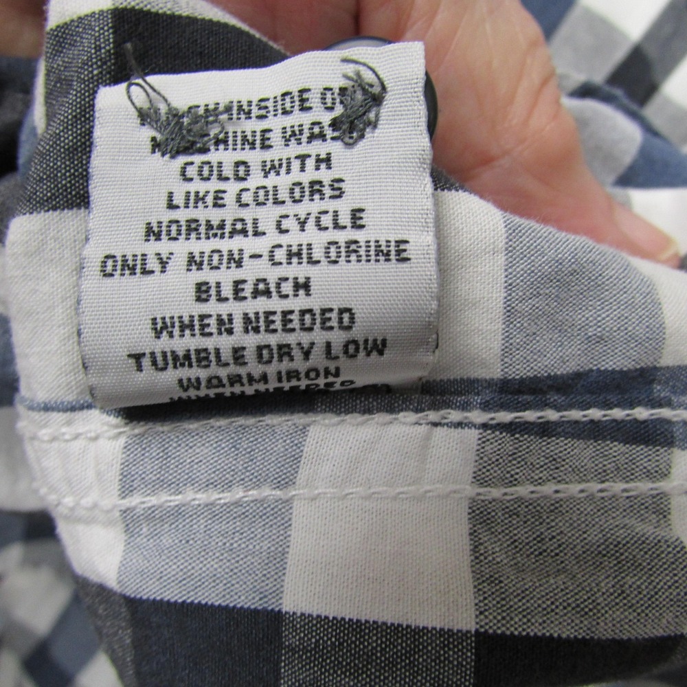 Marc Ecko Shirt Mens XL Blue Check Short Sleeve Button Front Casual Top - Picture 6 of 11
